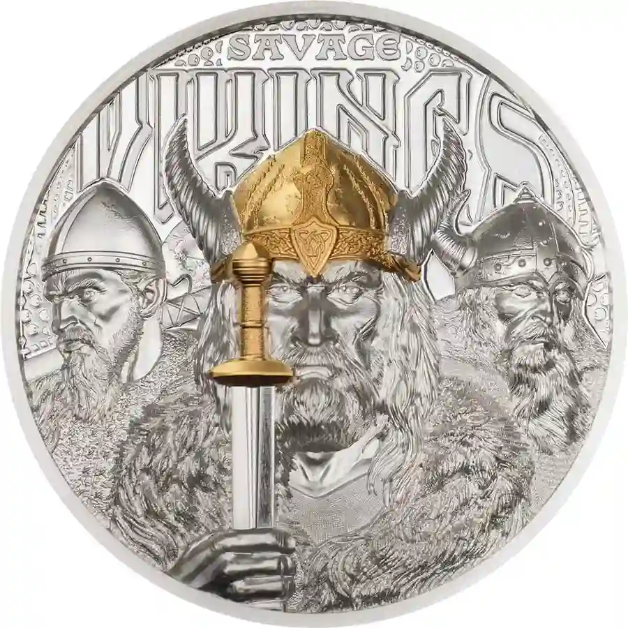 viking-3-oz-rev 2026 Cook Islands 3 Ounce Legends Savage Vikings UHR Silver Proof Coin