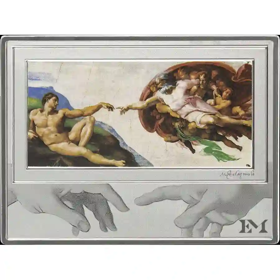 adam-rev 2025 Eternal Masterpieces 1/2 Ounce Da Vinci Creation of Adam Color Silver Coin