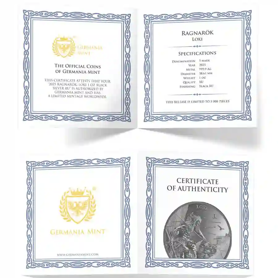 loki-cert 2025 Loki 5 Black Silver Coin coming soon to Art in Coins