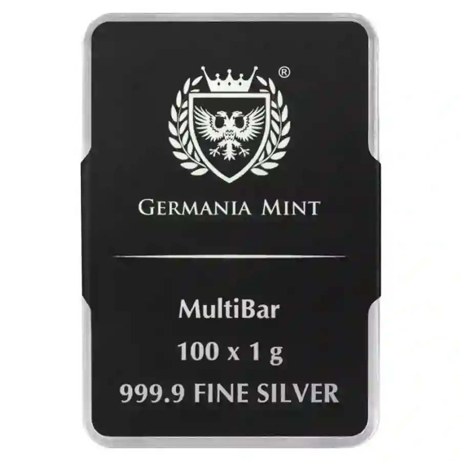 multi-obv Germania Mint 100 X 1 Gram Minted Silver MultiBar