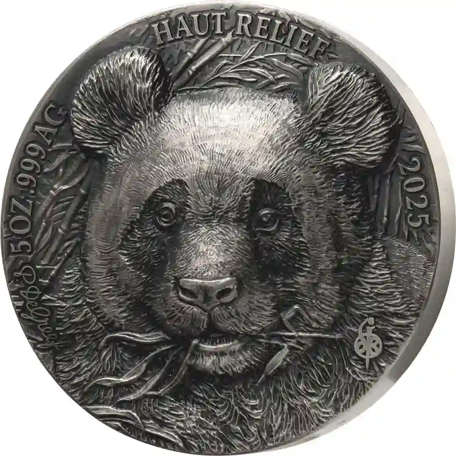 panda-rev 2024 Ivory Coast 5 Ounce Asian Big 5 Panda Ultra High Relief Silver Coin