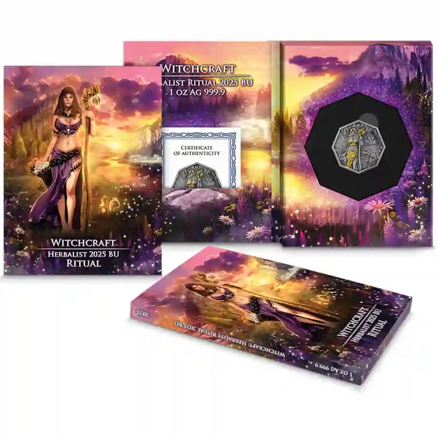 ritual-set Germania Mint 2025 Witchcraft Herbalist Ritual Silver Coin, coming soon to artincoins.com