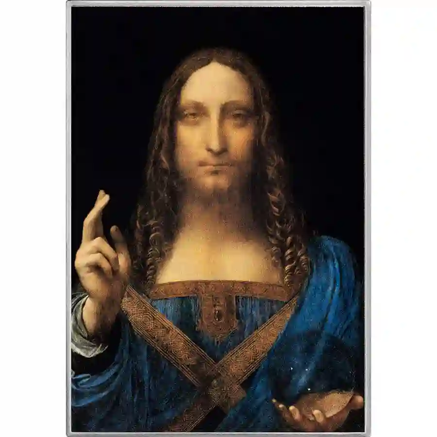 salvator-rev 2026 Cameroon 1 Ounce Salvator Mundi Color Silver Proof Coin