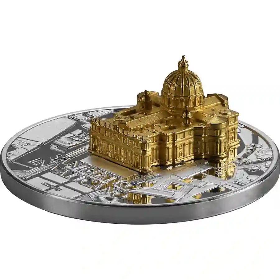 san-pietro-iso-1 2025 Gabon 1 Ounce San Pietro 3D Sculpture Proof-like Silver Coin