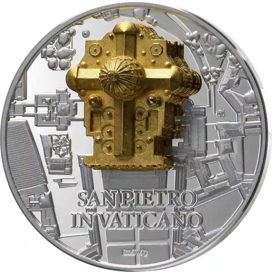 san-pietro-rev 2025 Gabon San Pietro Vaticano 3D Sculpture Proof-like Silver Coin