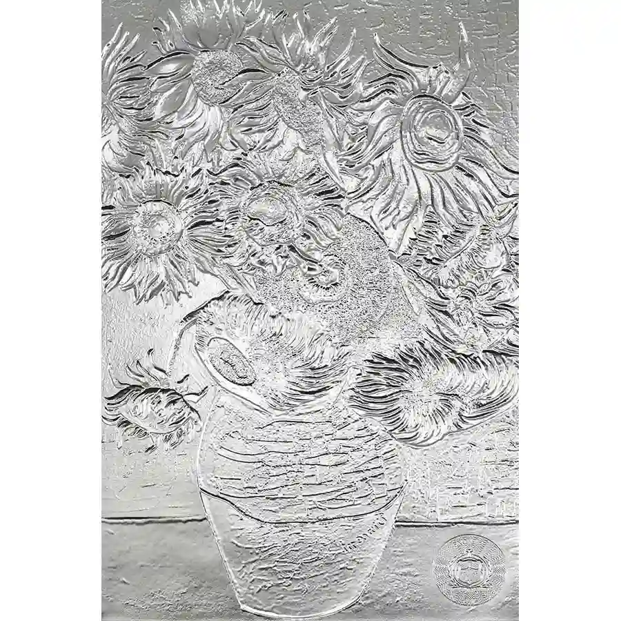 sunflower-obv 2025 Samoa 1 Ounce Van Gogh Sunflowers Silver Coin