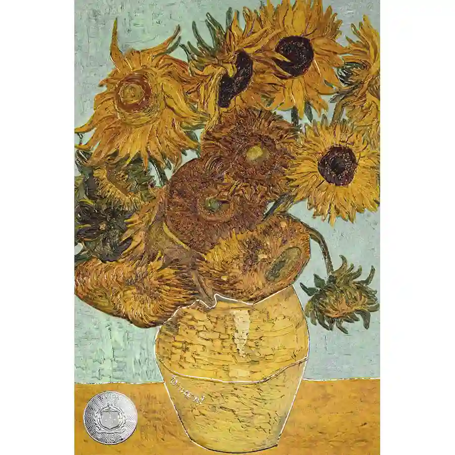 sunflower-rev 2025 Samoa Van Gogh Sunflowers Color Silver Coin
