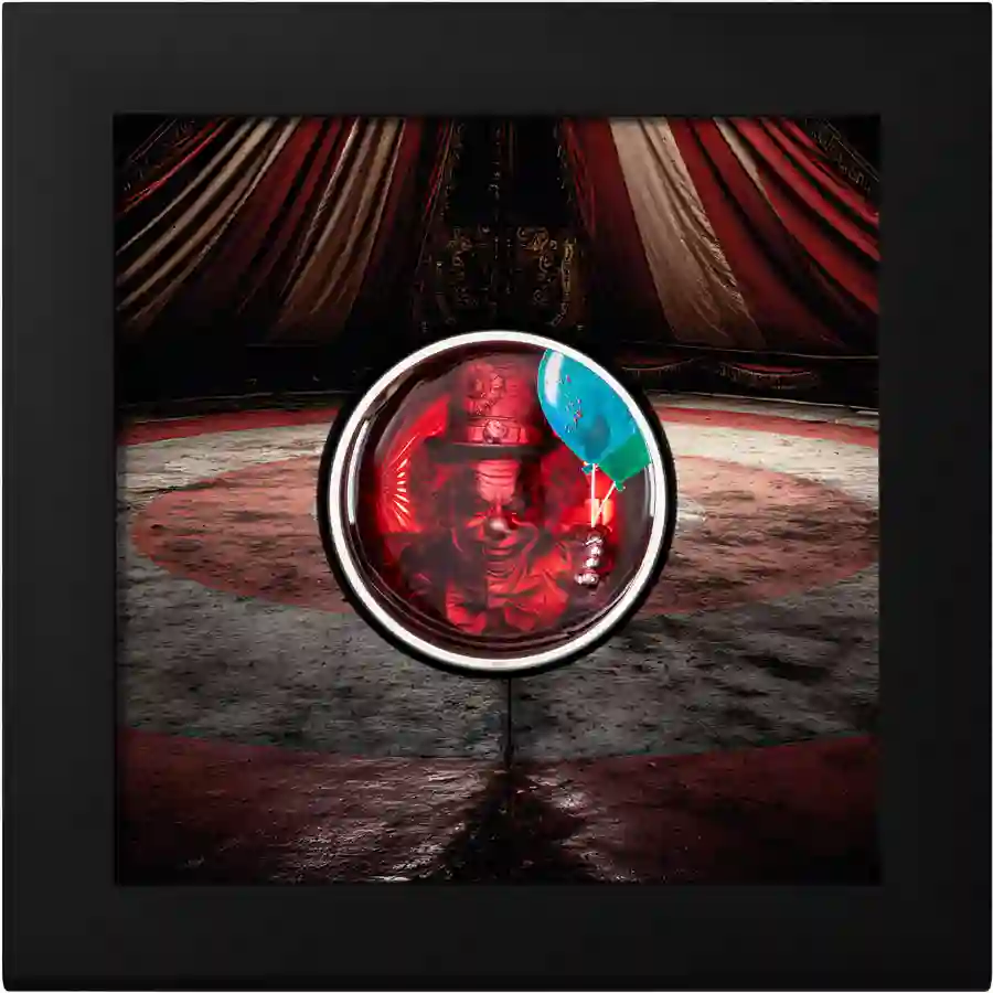 coulrophobia-box 2026 Cook Islands Phobias Coulrophobia Ultra High Relief Silver Proof Coin