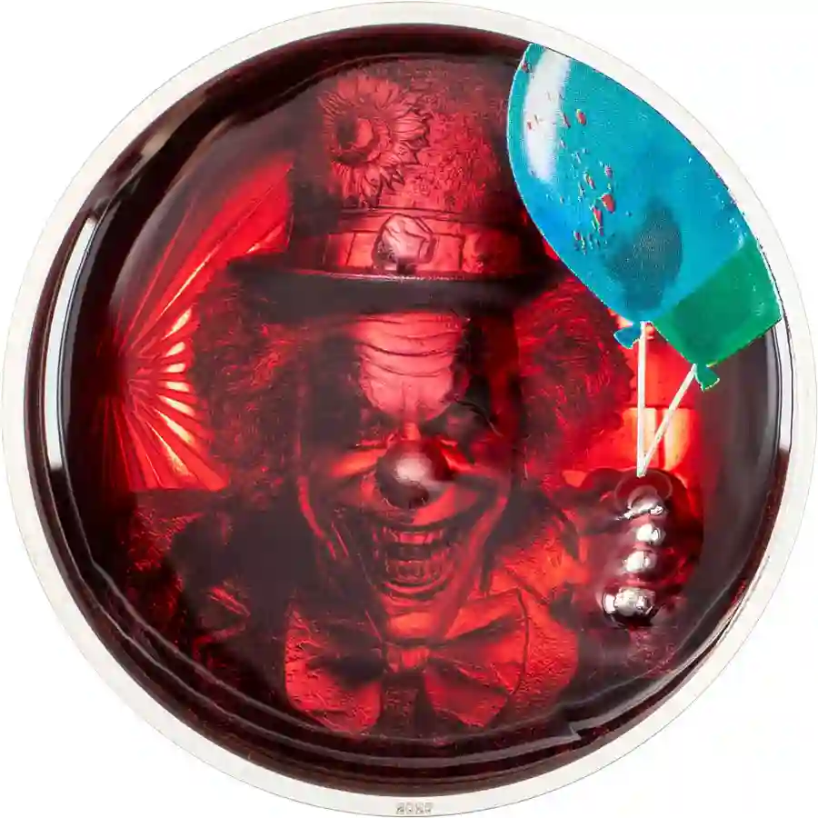 coulrophobia-rev 2026 Cook Islands 2 Ounce Phobias Coulrophobia Ultra High Relief Silver Proof Coin