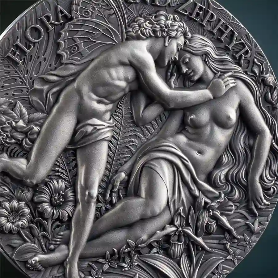 flora-detail 2026 Cameroon Flora & Zephyr Celestial Beauty High Relief Silver Coin