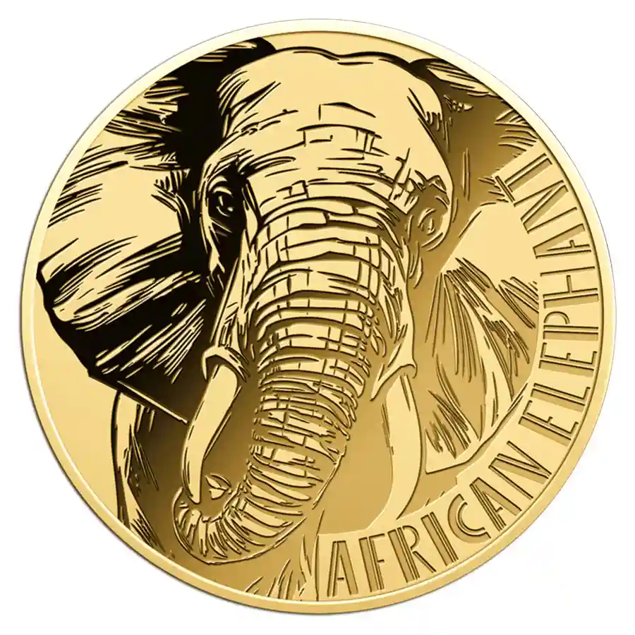 elephant-coin-rev Republic of Chad 1/1000 Ounce African Big Five Elephant Gold Coin