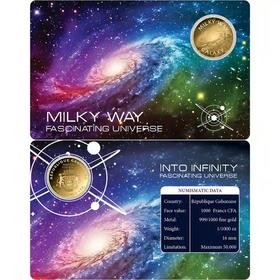 milky-card Gabon 1/1000 Ounce Milky Way Galaxy Gold Coincard