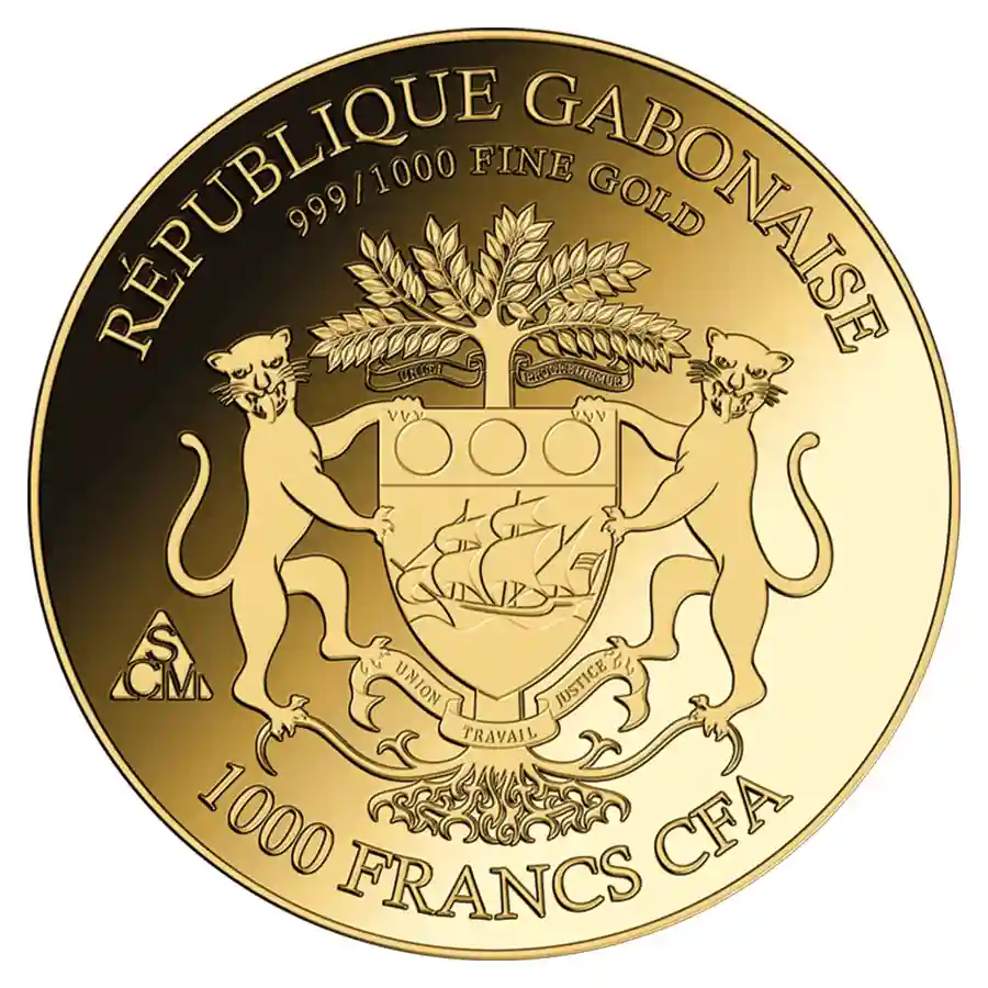 moose-coin-obv Gabon 1/1000 oz American Big Five Moose Gold Coin