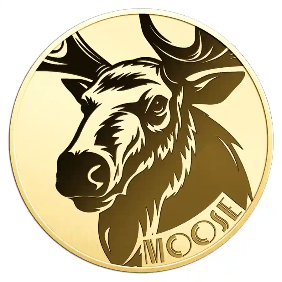 moose-coin-rev Republic of Gabon 1/1000 Ounce American Big Five Moose Gold Coin