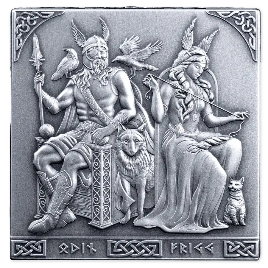 norse-side-3 2026 1 Kg Norse Gods 3D Minted Cube Antiqued Silver Coin