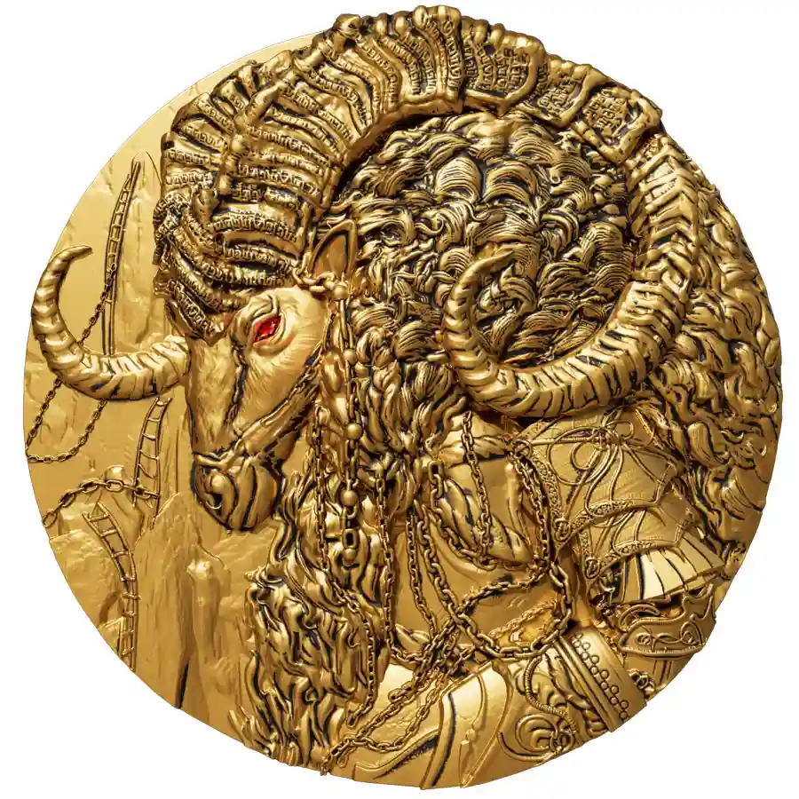 pan-rev 2025 Cameroon 2 Ounce Pan God 24K Gilded High Relief Silver Coin