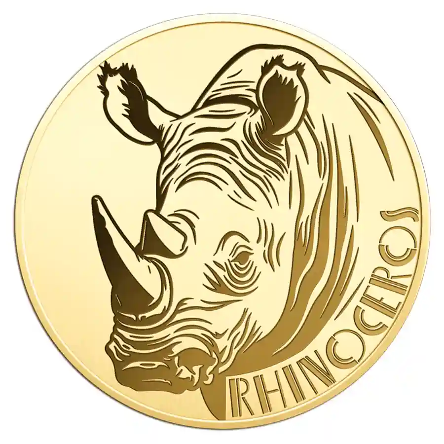 rhino-coin-rev Republic of Chad 1/1000 Ounce African Big Five Rhinoceros Gold Coin