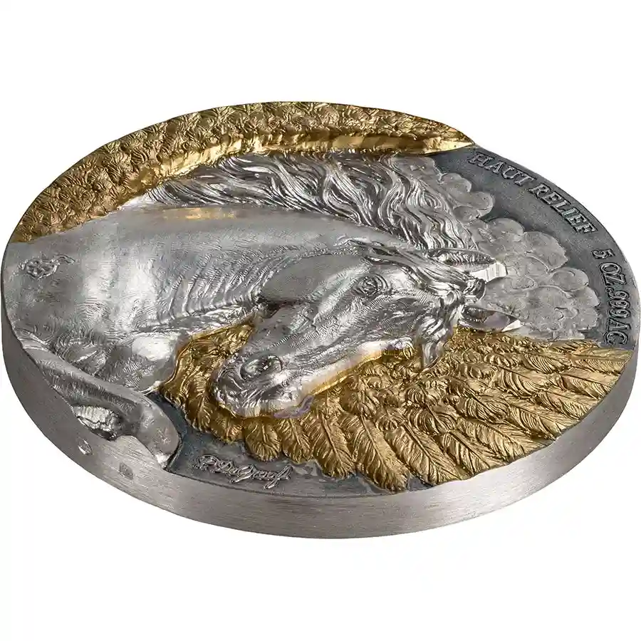 pegasus-iso-1 2026 Ivory Coast 5 Ounce Edition Signature Pegasus Gilded Silver Coin
