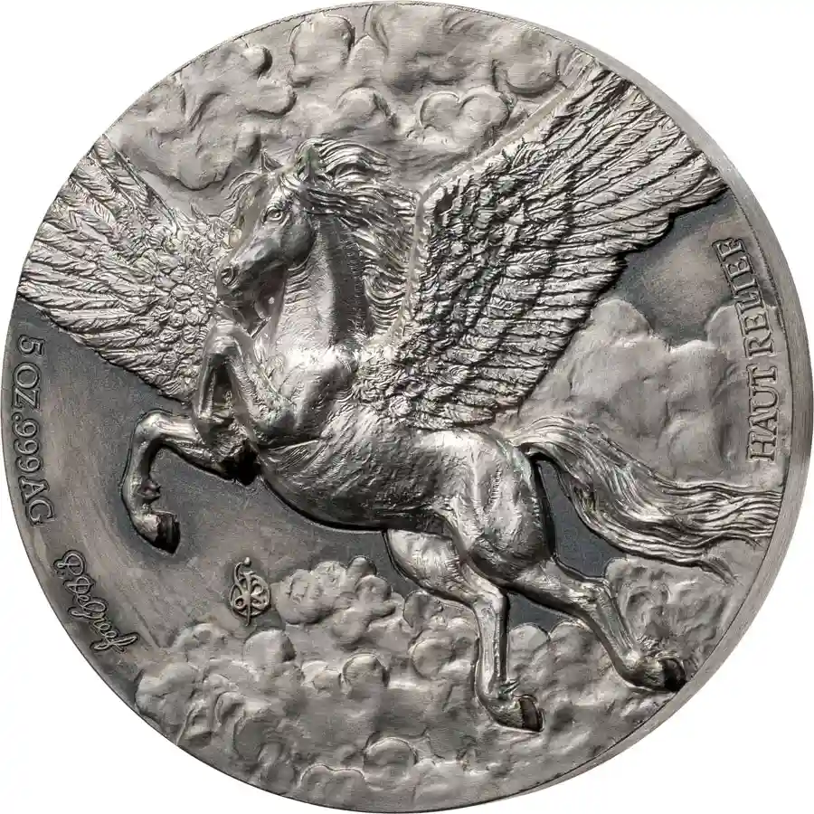 pegasus-rev-2 2026 Ivory Coast 5 Ounce Edition Signature Diamond Punch Pegasus Silver Coin