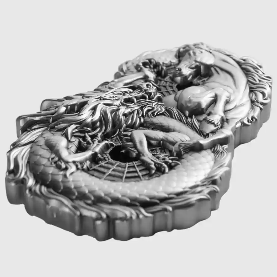 dragon iso 2026 Samoa Figure 8 Dragon & Horse High Relief Antiqued Silver Coin