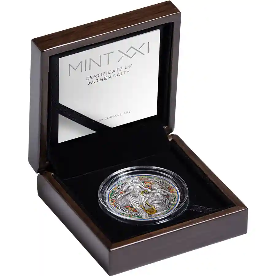 erato-set Nine Muses Erato & Polyhymnia Color High Relief Silver Coin