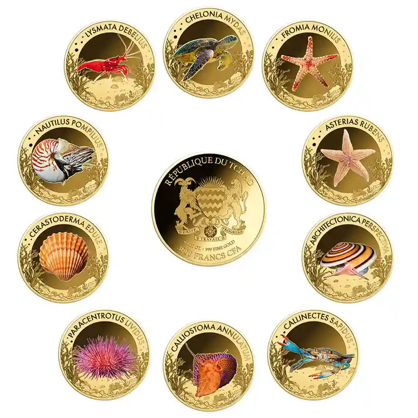 collection Republic of Chad Sea Creatures Gold Coin Collection