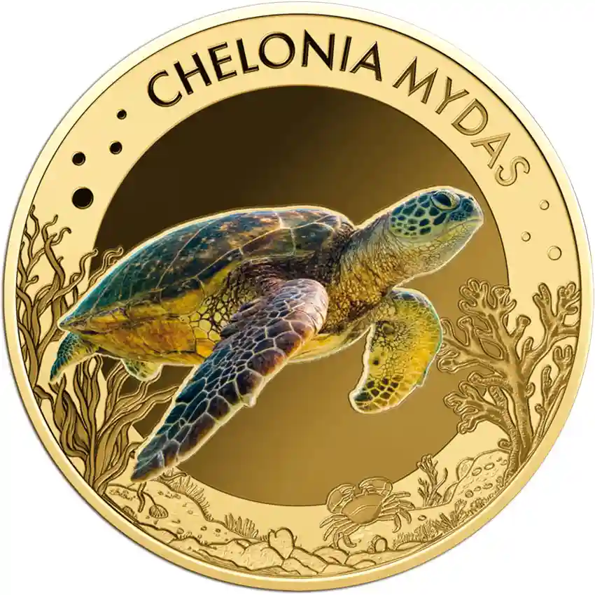 turtle-rev Republic of Chad 1/1000 Ounce Green Sea Turtle Gold Coin